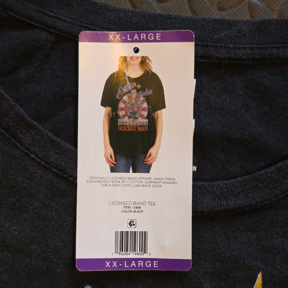 Women's Elton John Rocket Man Graphic Tee XXL Black Red - Picture 3 of 4